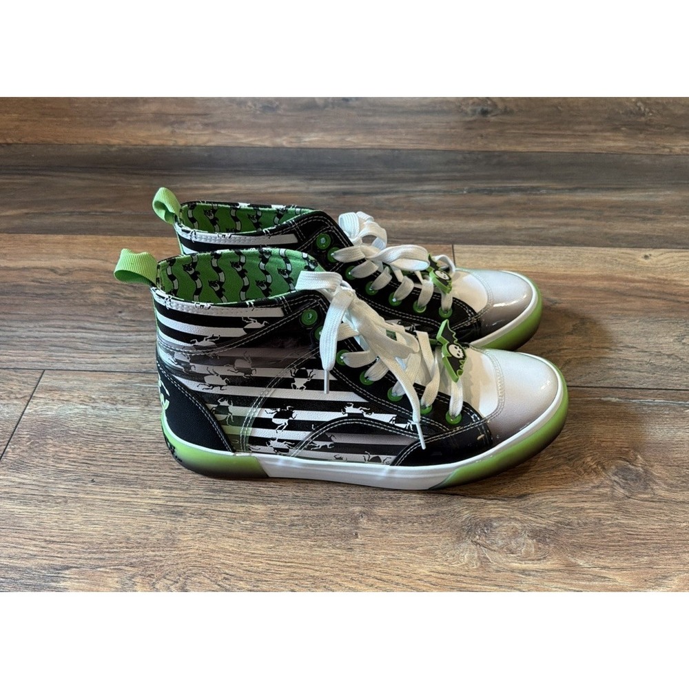 Ground Up Beetlejuice Womens High Top Sneakers Size 8.5 Black Green Shoes